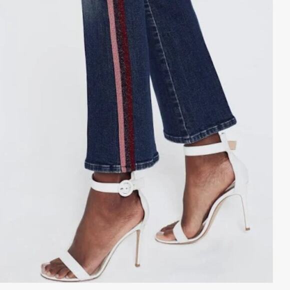 MOTHER the hustler ankle here kitty kitty glitter stripe denim flare size 24 - Picture 2 of 8